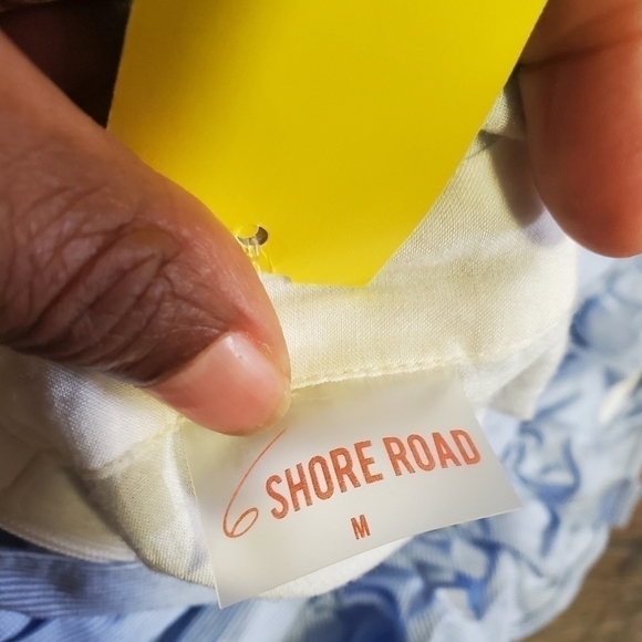 6 Shore Road by Pooja Blue Short Romper Shoulder Straps with ruffle Size Med - Picture 7 of 7